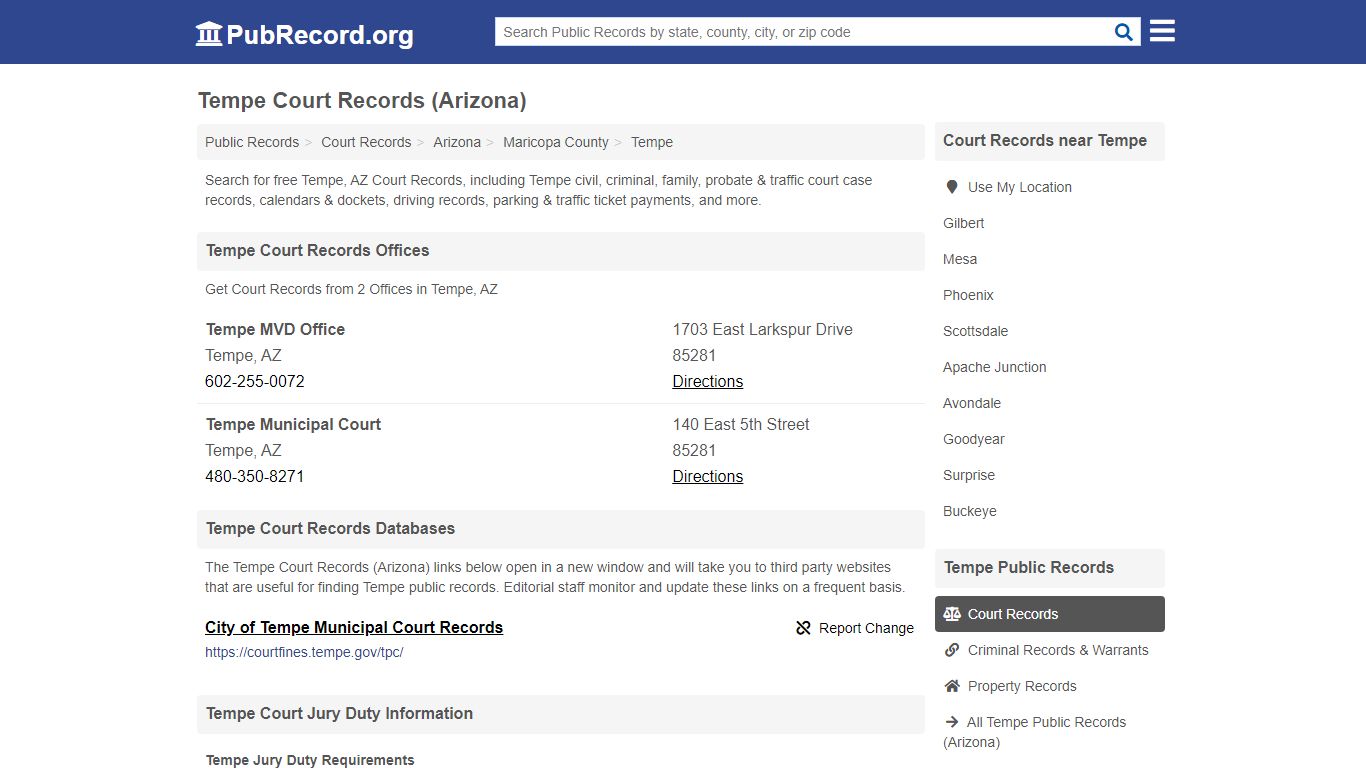 Free Tempe Court Records (Arizona Court Records) - PubRecord.org