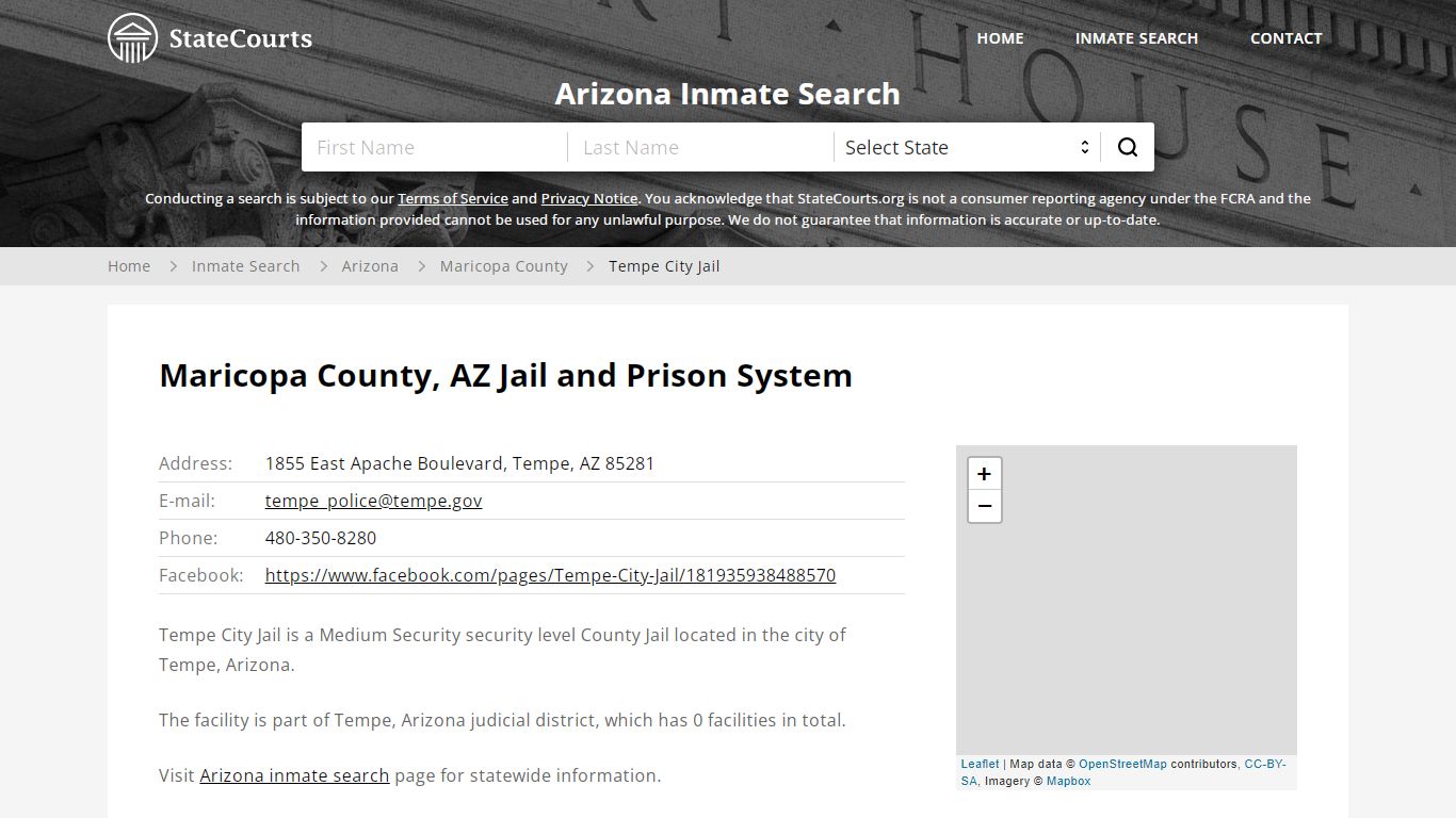 Tempe City Jail Inmate Records Search, Arizona - StateCourts